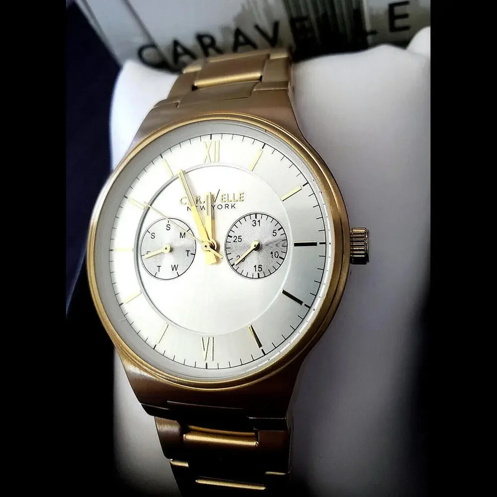 Caravelle Bulova Men's Day‎ Date Dress Watch Sunburst Dial